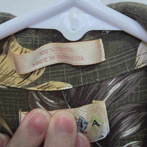 Campia Moda Mens Hawaiian Shirt Size XL Green Multicolor Floral Rayon Button Up - Picture 4 of 5